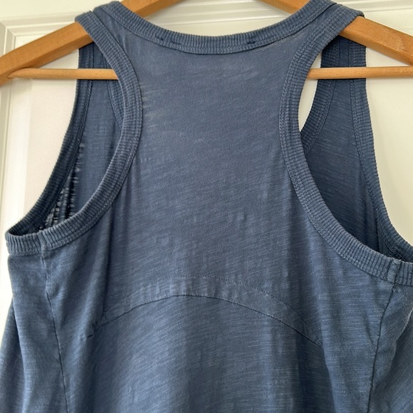 Wilt Blue Racerback Hi Lo Dress w Ruffled & Raw Hems Navy Cotton w MEASUREMENTS - Picture 8 of 11
